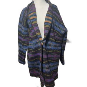 ALPS Women's Apparel Cardigan Sweater Wool Striped Cozy Aztec Southwestern Gray